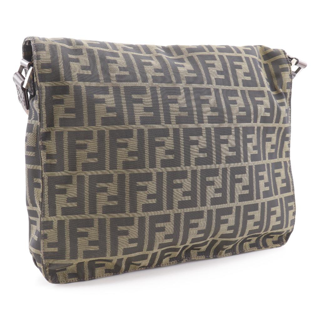 FENDI Zucca Shoulder Bag Brown Nylon canvas unisex Used