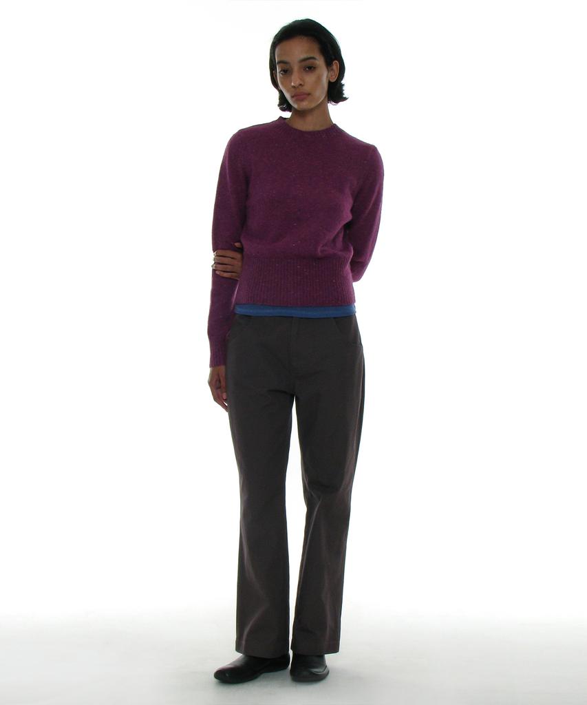 PARTIMENTO WOMEN Gradient Wide Rib Knit Crew Neck_Plum
