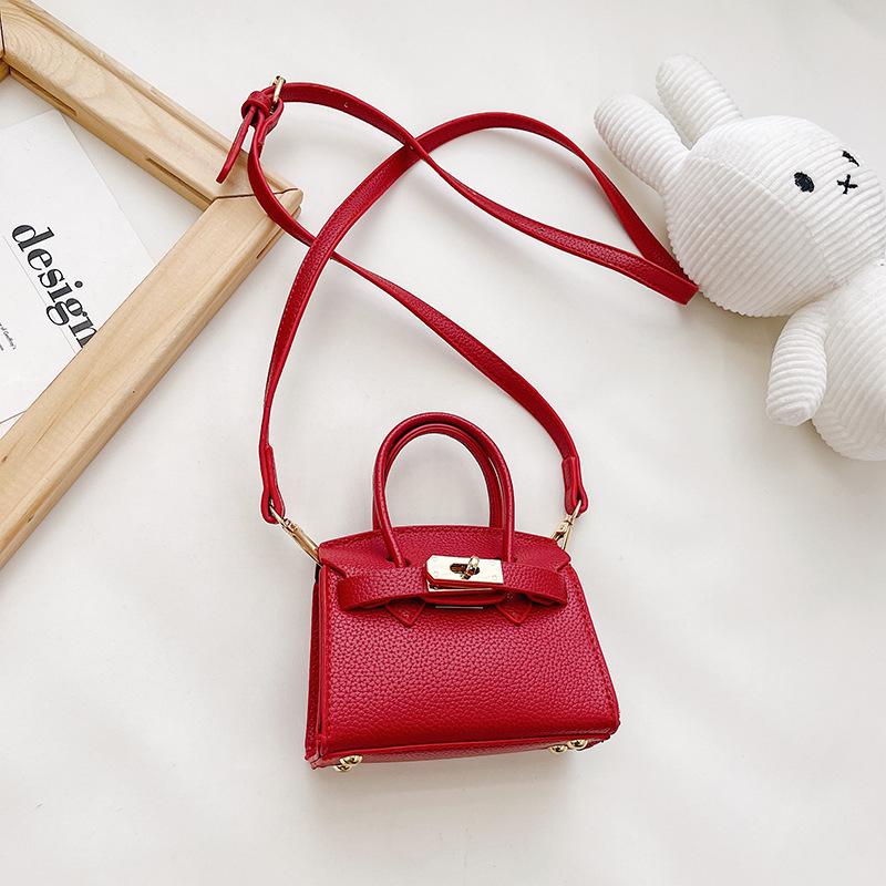 Korean Style Lychee Pattern Mini Crossbody Handbag for Girls