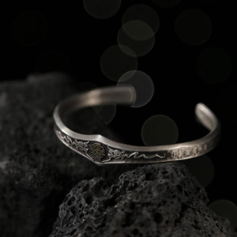Handmade Bohemian Silver-Plated Bracelet With Mountain Spirit Flower Motif Vintage Ethnic Style Adjustable Wristband