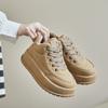 fashion 2024 Autumn Fashion New Women's Comfortable Lace-up Non-slip Solid Color High-top Shoes