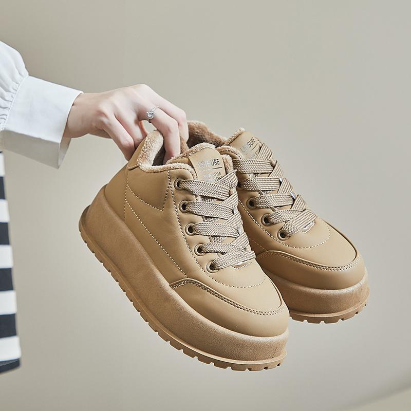 fashion 2024 Autumn Fashion New Women's Comfortable Lace-up Non-slip Solid Color High-top Shoes