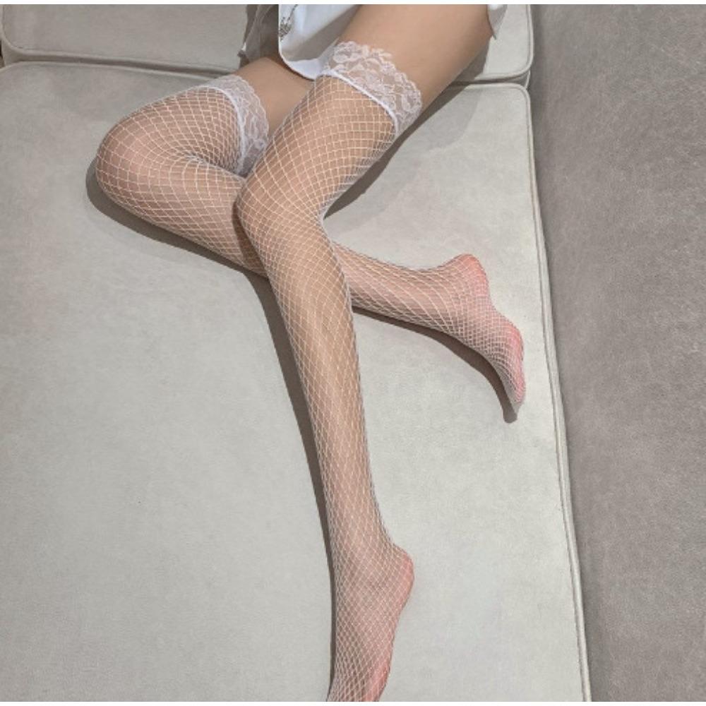 Lace Silicone Anti Slip Thigh Socks Women Black/White Stocking For Women Thigh High Stockings Sexy Long Socks