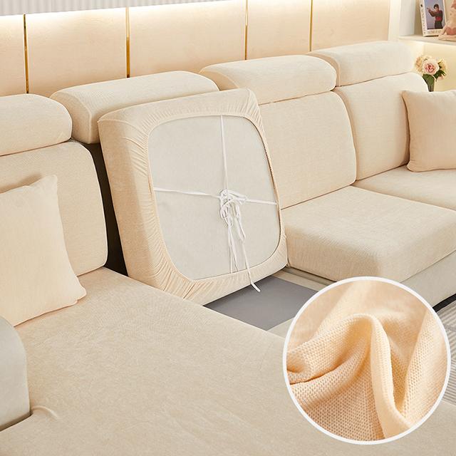New Thick Elastic Sofa Seat Cushion Covers Solid Color Sofa Cover For Living Room Removable L Shape Armchair Couch Slipcovers