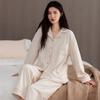 Autumn And Winter Pajamas Women'S German Velvet Warm Long-Sleeved Cardigan Can Be Worn Outside Loungewear Winter Thin Velvet Simple Casual Suit