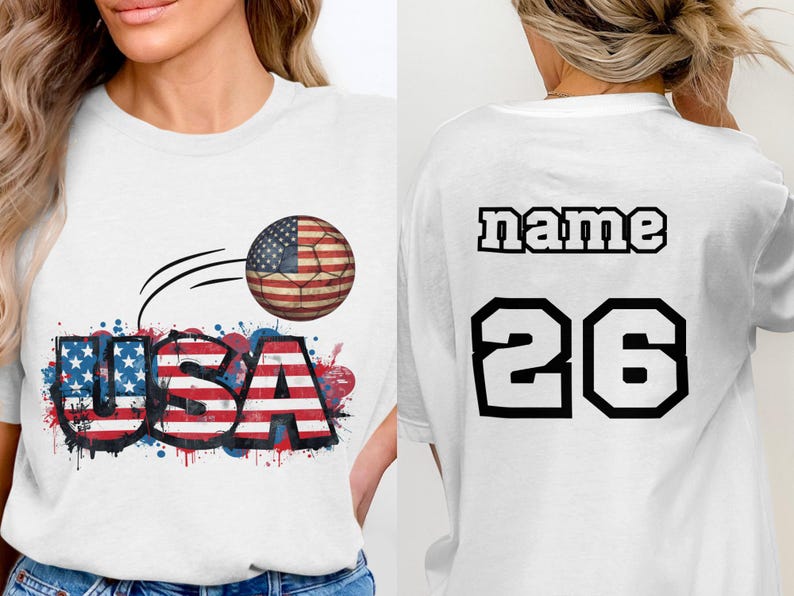 Custom USA Soccer Fan T-Shirt, Distressed American Flag Football Tee, Patriotic World Cup Game Day Apparel, US Soccer Gift 4XL