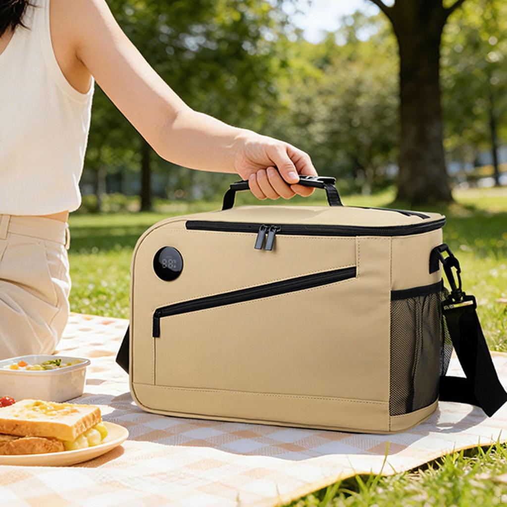 Insulated Bag with Zipper, Smart Temperature Display, Thermal Preservation for