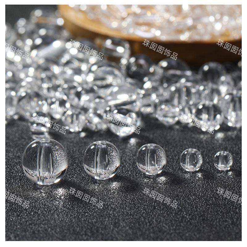 Clear Acrylic Round Beads - Glass-like Finish for DIY Jewelry & Accessories