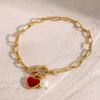 Retro heart-shaped pearl bracelet for women, simple and minimalist, with a stainless steel chain and heart design