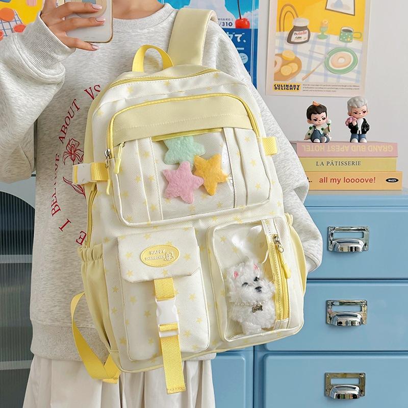 Schoolbag new schoolbag fresh and sweet high value dopamine transparent pain bag Japanese ins junior high school student backpack