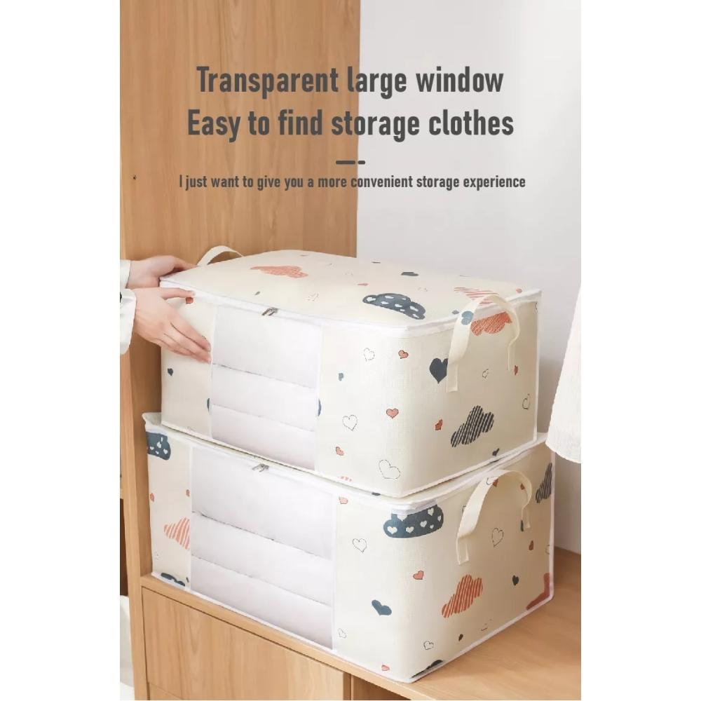 Maximize Your Storage Space with this Large Capacity Clothes Organizer Bag - Reinforced Handle, Sturdy Zipper, Clear Window!