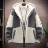 Men's Fall/Winter Loose-Fit Quilted Jacket, Lambswool, Plus Size, Hooded, Thickened Coat