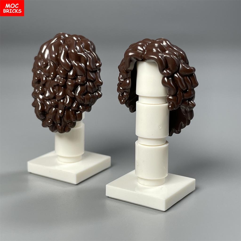 10pcs MOC Bricks 4cm Figure Wear Woman Female Curly Hairs Princess Hair Assembled Building Blocks Accessories Children's Toy