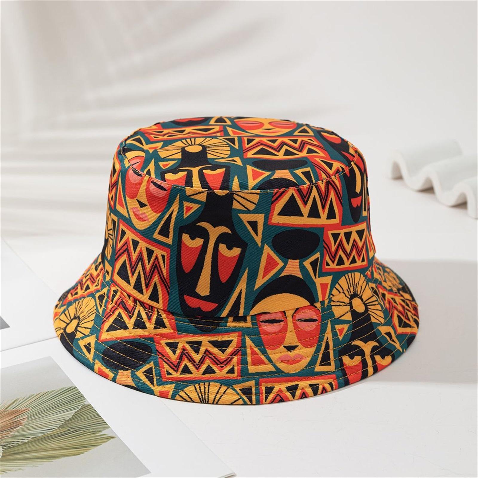 

Reversible Fisherman Bucket Hat with Graffiti Face Design Unisex Street Style Sun Protection Casual Outdoor Cap for Men and Women One Size