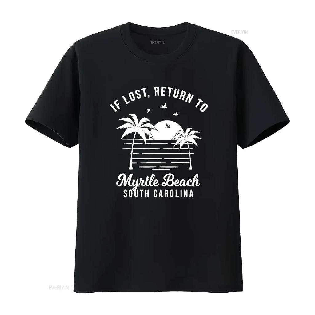 Mens Myrtle Beach SC Vacation Souvenir T Shirt Black 3X Large vintage Washed Stretched graphic Top For Everyday Wear Soft