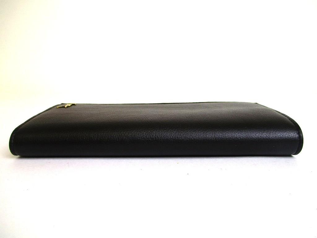 Authentic Saint Laurent YSL Tiny Monogram Black Grain Leather Flap Long Wallet #b150  Seller refurbished