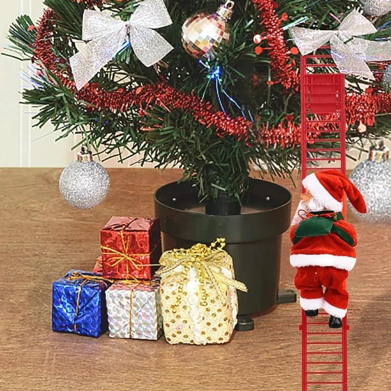 Climbing Santa Claus Doll With Music Christmas Tree Decoration 2025 Xmas Ornament For Home Party Navidad New Year Gift For Kids