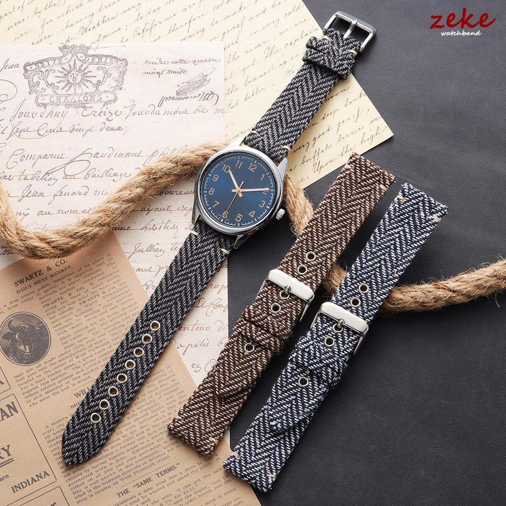 Canvas Nylon Strap Sailcloth Tweed Watch Band 18mm 20mm 22mm for Omega for Seiko Quick Release Leather Bracelet for Men Women