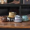 Japanese Style Hand-Pinched Ceramic Coffee Cup & Saucer Set