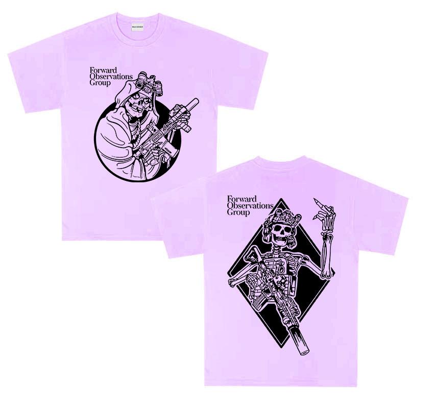 Forward Observations Group Death Skeleton Print T Shirt Unisex Retro Oversized Tshirts Hip Hop Gothic Short Sleeve Tees Streetwear