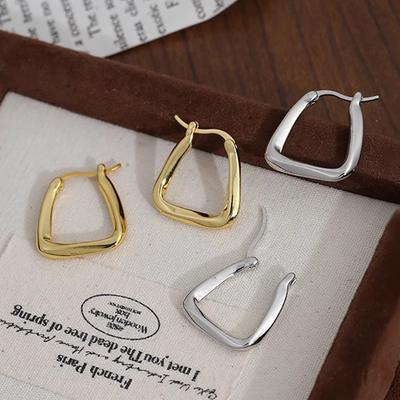 Minimalist Hoop Earrings with Geometric Square Design Fashion Metal Texture Commute Jewelry
