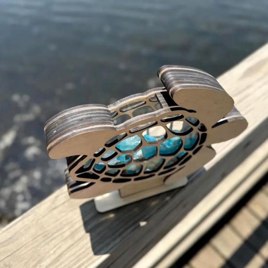 Sea Glass Display Box Sea Turtle Shaped Storage Box Coastal