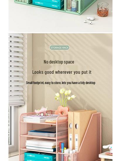 Desktop File Organizer: Multilayer Large Capacity Storage Rack for Office Supplies