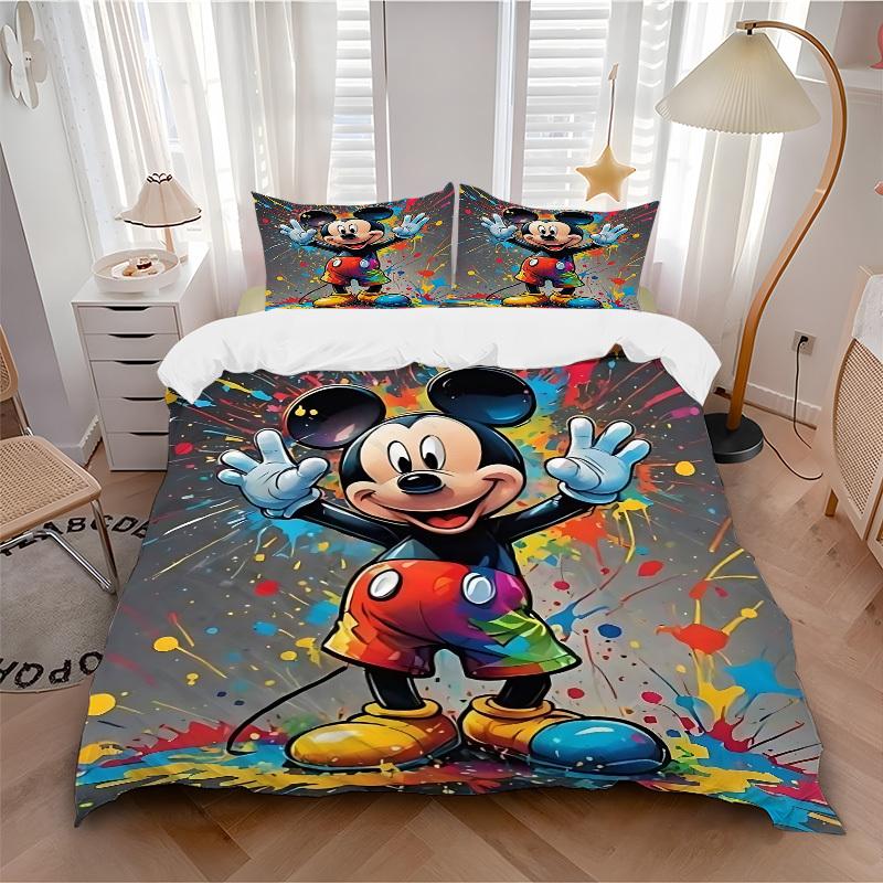3pcs set Mickey Mouse Artwork1pc of quilt cover+2pcs of pillowcase, no core, print bedding, All Seasons Bedroom Setting066