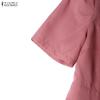 ZANZEA Women Casual Round Neck Summer Short Sleeve Dress