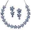 Rhodium Plated Silver Toned White American Diamond Studded Flower Shaped Jewellery Set For Girls and Women