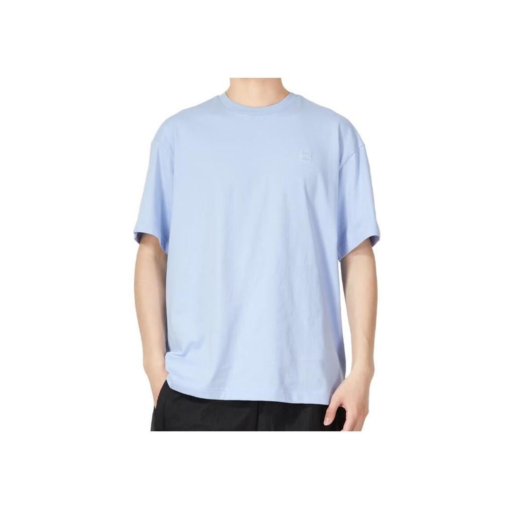 Adidas Solid Color Crew Neck Pullover Short Sleeve T-Shirt Men Tops Sky-Blue IB7678