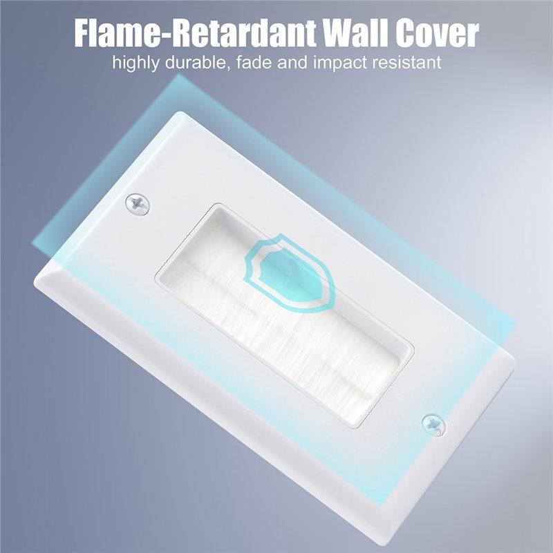 ABWR-Mounting Bracket Included 10PCS Brush Wall Plate Cable Pass Through Insert Single Gang For Low Voltage Cables Wall Cover
