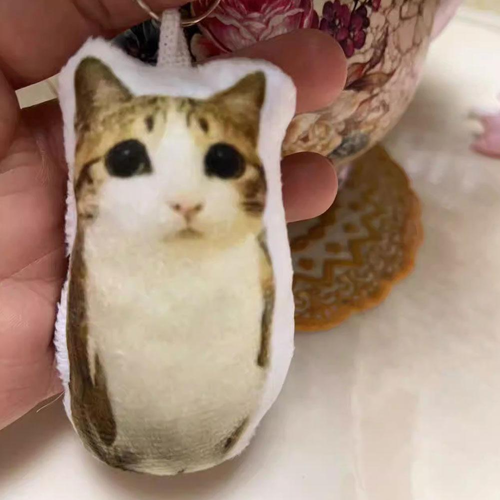 German Kitten Voice Cat Keychain Sound Hanging Decompression Reverses Plush Pendant With Sound Cute Pet Gift Voice Keyring Toy