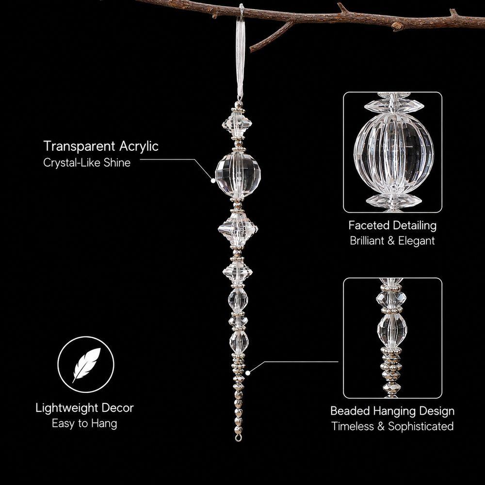 Transparent Christmas Hanging Ornament Beaded Christmas Pendant Holiday Home Decoration