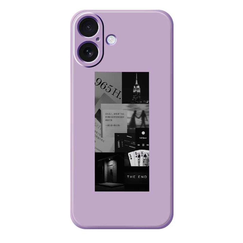 For iPhone 17 Case Stitching Photos Pattern Printing Straight Edge TPU Phone Back Cover