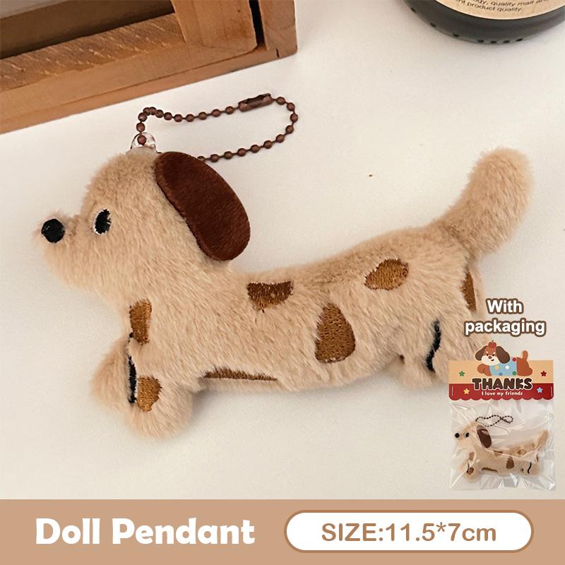 Cartoon Kawaii Dachshund Plush Keychain Novelty Stuffed Puppy Keyring Cute Brooch Backpack Decoration Gifts