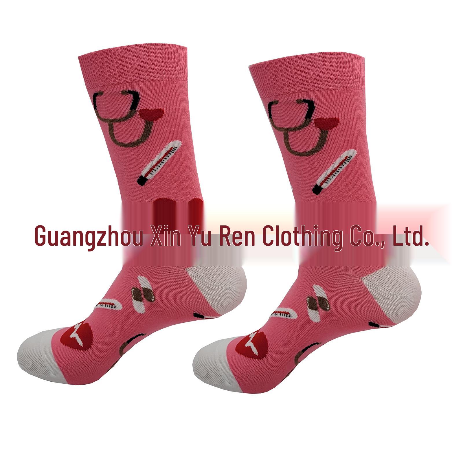 

Унисекс медицинские хлопковые носки до середины икры для медсестер, врачей, больничного персонала и студентов One Size розовый