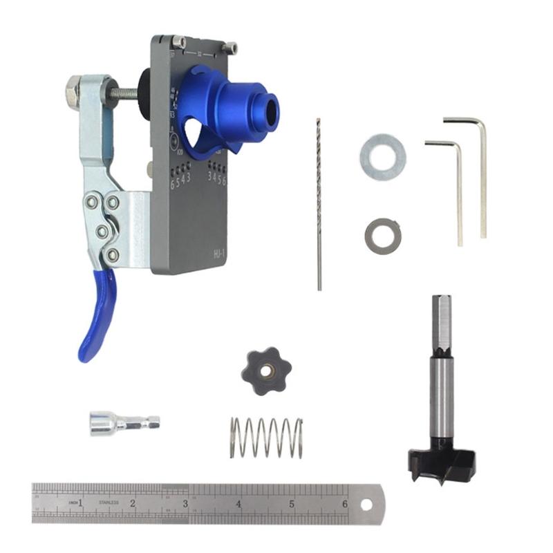 Carpentry Hole Drilling Guide Locator 35mm Hinge Boring Jig with Fixture Aluminum Hole Opener Template Door Cabinets