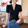 Women's V-Neck Slim Fit Short Sleeve Knit Top