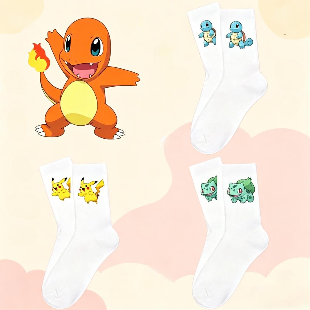 Cartoon White Cotton Socks Unisex Breathable Sports Socks Anime Collectibles Cute Trendy Fashion Unique Birthday Gifts