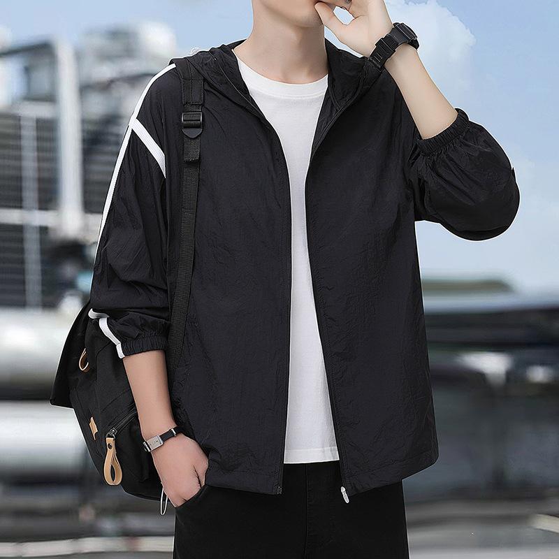 Unisex Lightweight Hooded Sun Protection Jacket, Breathable & Thin for Outdoor Sports S чёрный