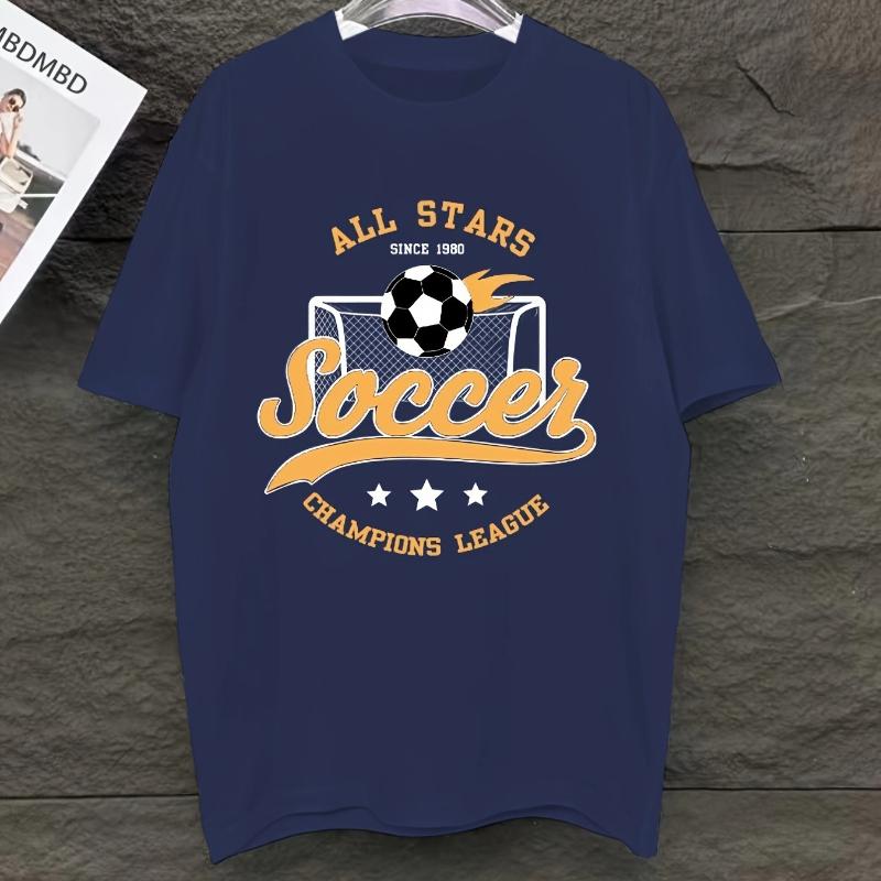 

All Stars Soccer Champions League Print T-Shirt Breathable Cool, Comfortable Wear,Daily Casua XXL