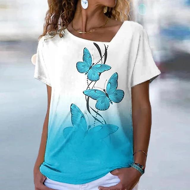 Летняя футболка с 3D-принтом цветного узора — фото 35