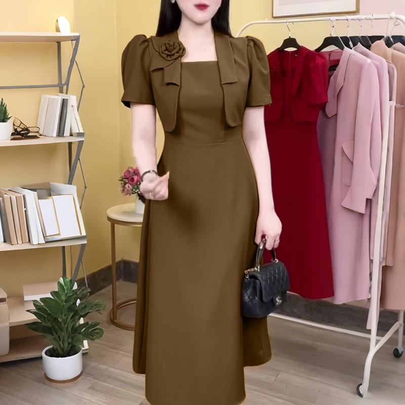 ZANZEA Women Casual Square Collar Summer Short Sleeve Sheath Dress