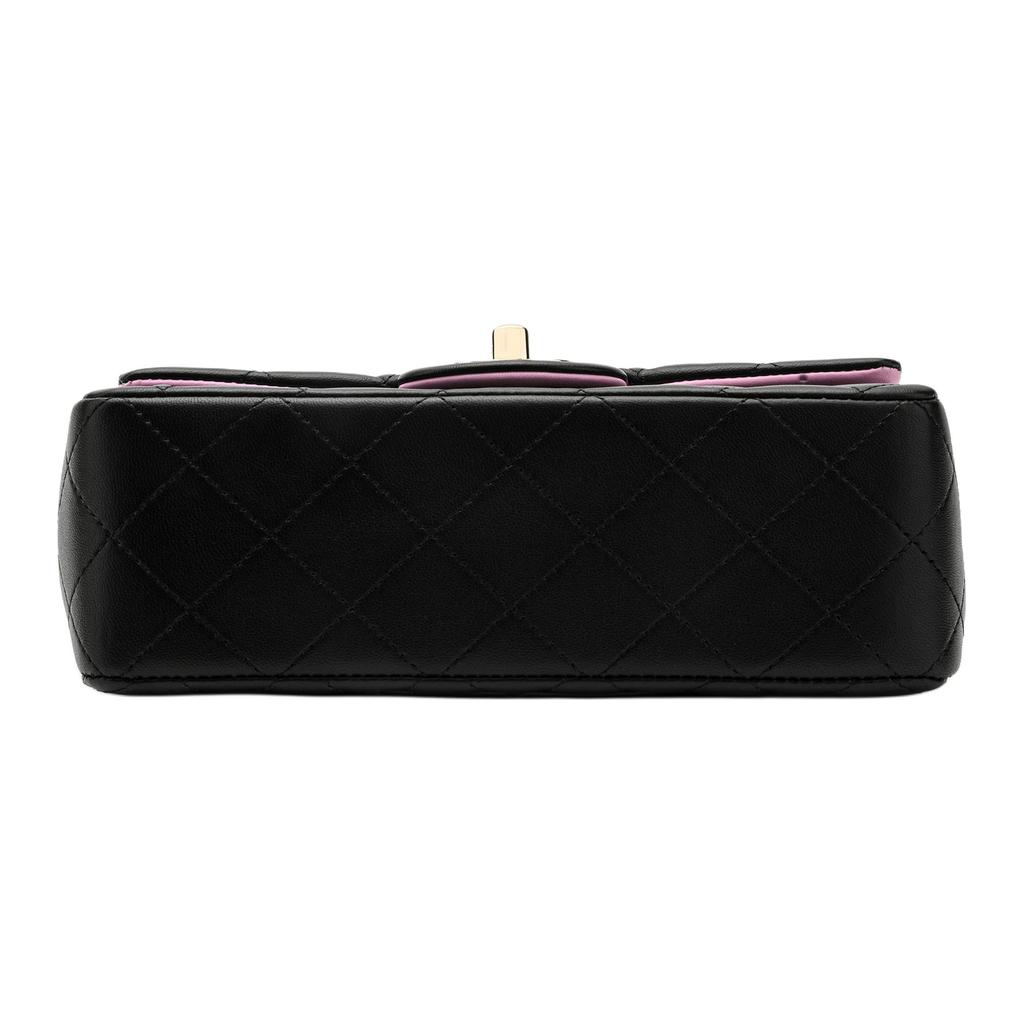 Chanel Mini Classic Flap Bag With Handle Black/Pink AS2431 AS2431-B10324-NN021