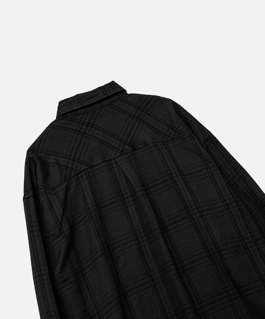 VASTIC Loose Fit Rivet Check Shirt_Black