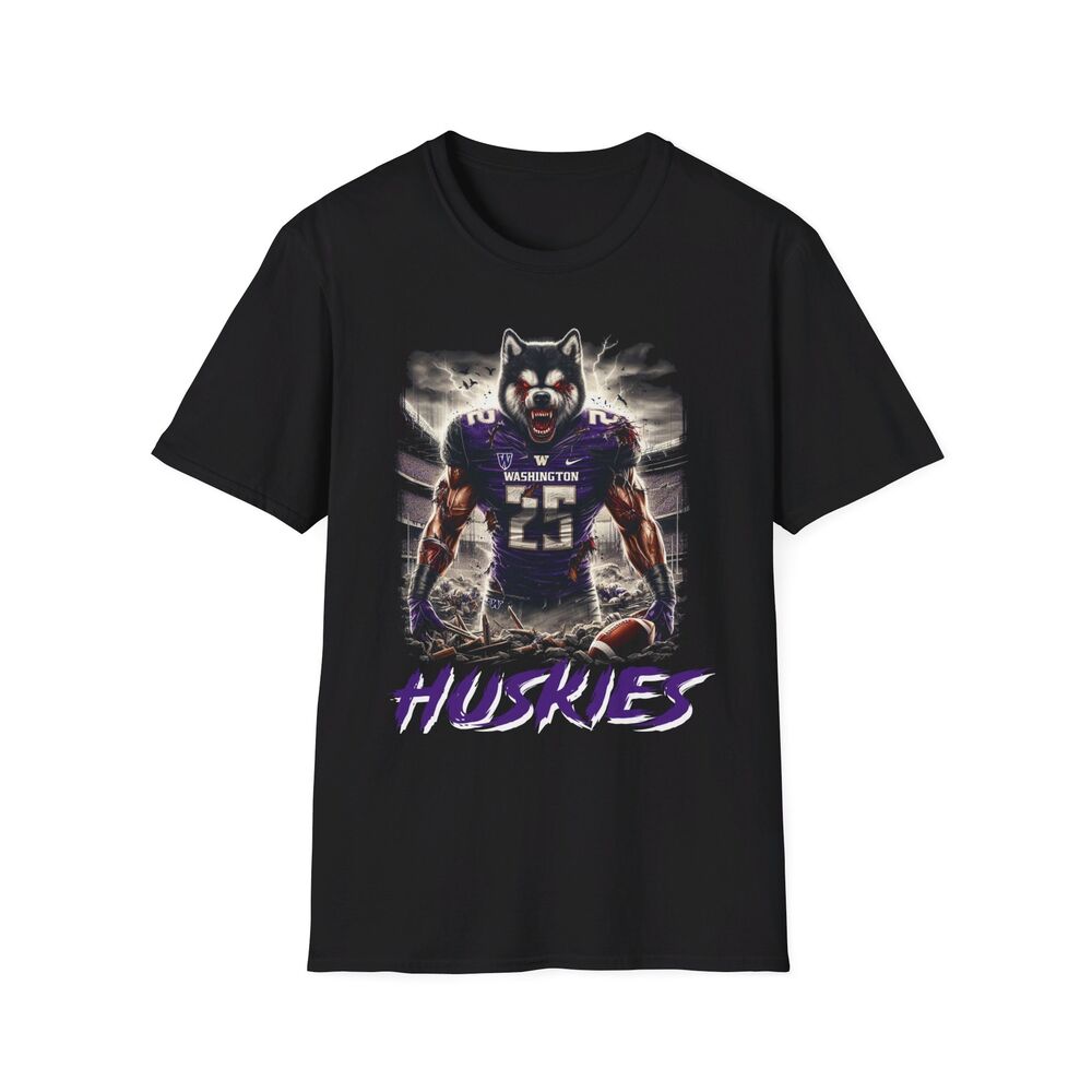 Washington Huskies Horror Mashup T-Shirt - Spooky Huskies Design for Fans