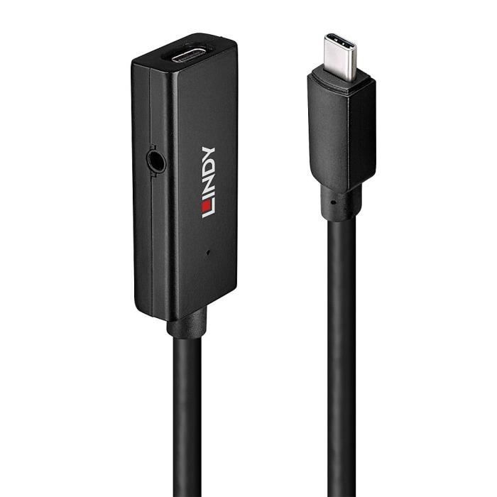 Câble USB - LINDY - 43356 - Rallonge active USB 3.2 - 5m - Noir