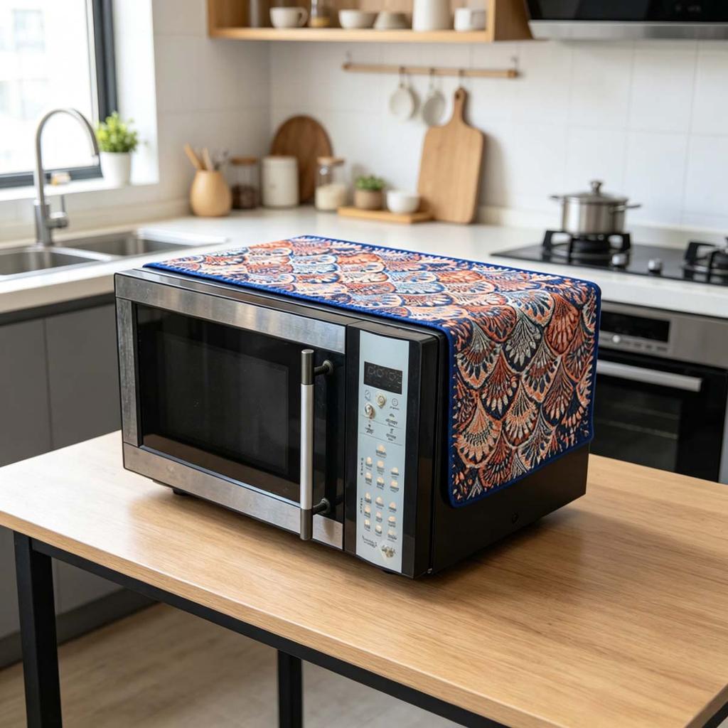 30x90cm Easy to Install Cotton Linen Microwave Dust Cover Anti Dust Cover