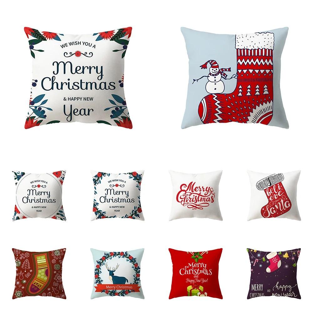 

Наволочки с рождественской тематикой Аксессуары для автомобиля Офис Санта-Клаус Гостиная Диван Домашние наволочки 40x40cm